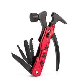 muMulti-function Hammer Camping Gear Multitool Portable Outdoor Survival Gear Emergency Life-saving Hammer Escape Tool (Color: Red)