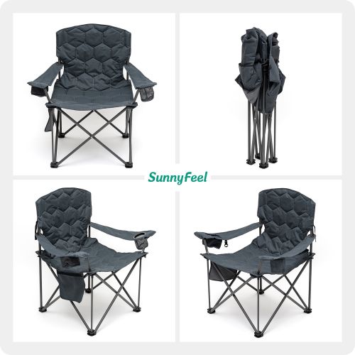 XXL Oversized Camping Chair Heavy Duty 500 LBS for Big Tall People Above 6'4 Padded Portable Folding Sports Lawn Chairs with Armrest Cup Holder & Pock XXL Oversized Camping Chair Heavy Duty 500 LBS for Big Tall People Above 6'4 Padded Portable Folding Sports Lawn Chairs with Armrest Cup Holder & Pock